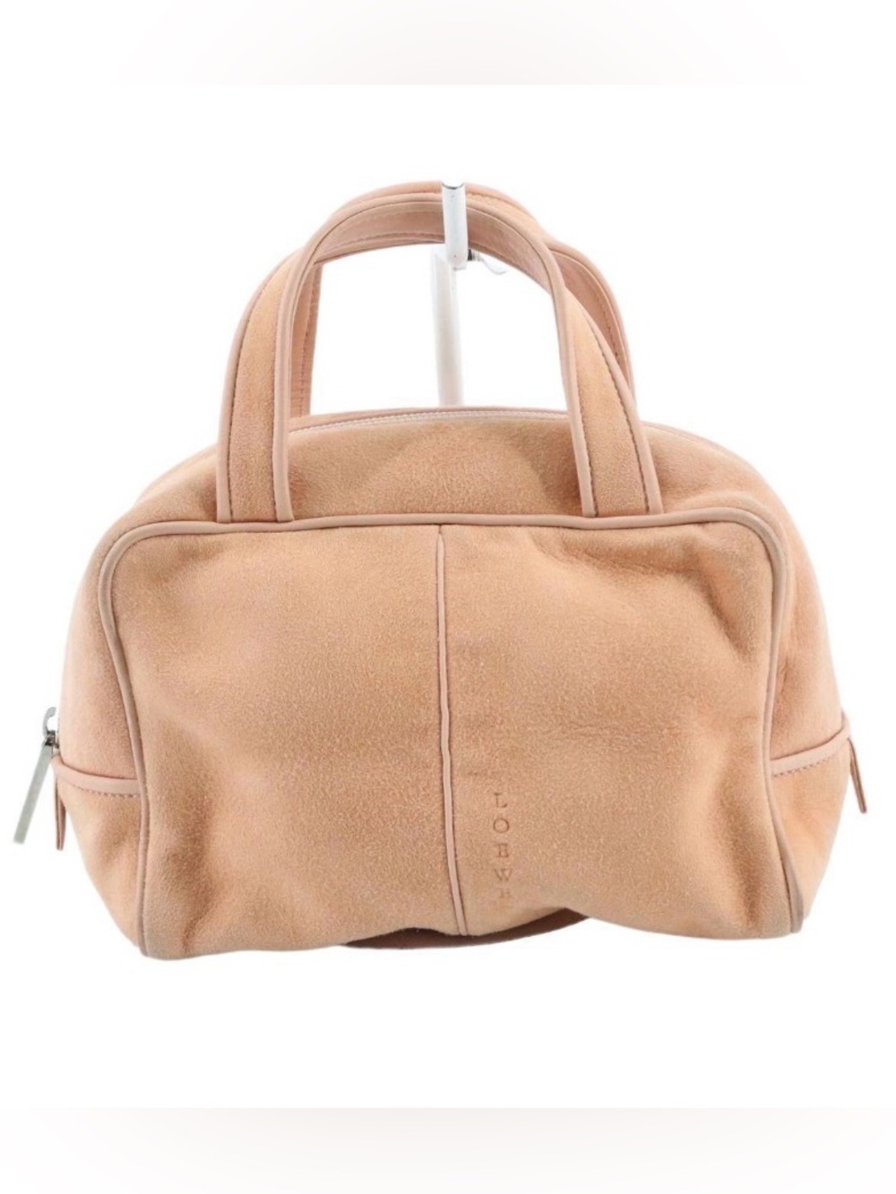Vintage Loewe salmon-pink suede handbag